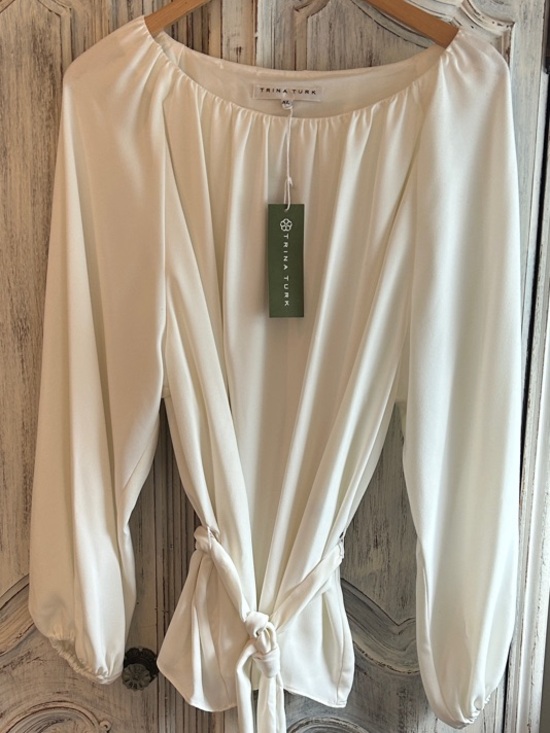 Trina Turk Tops - Trina Turk Los Angeles Women's Cream Tie-Waist Long Sleeve top